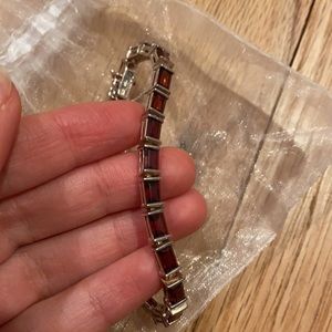 Silver and garnet bracelet